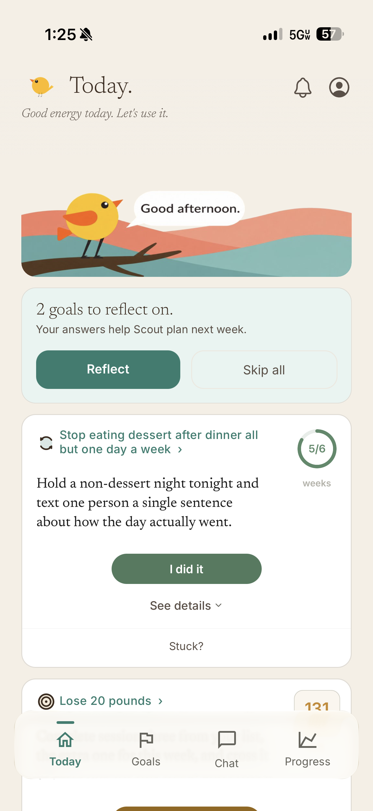 Today screen with daily tasks