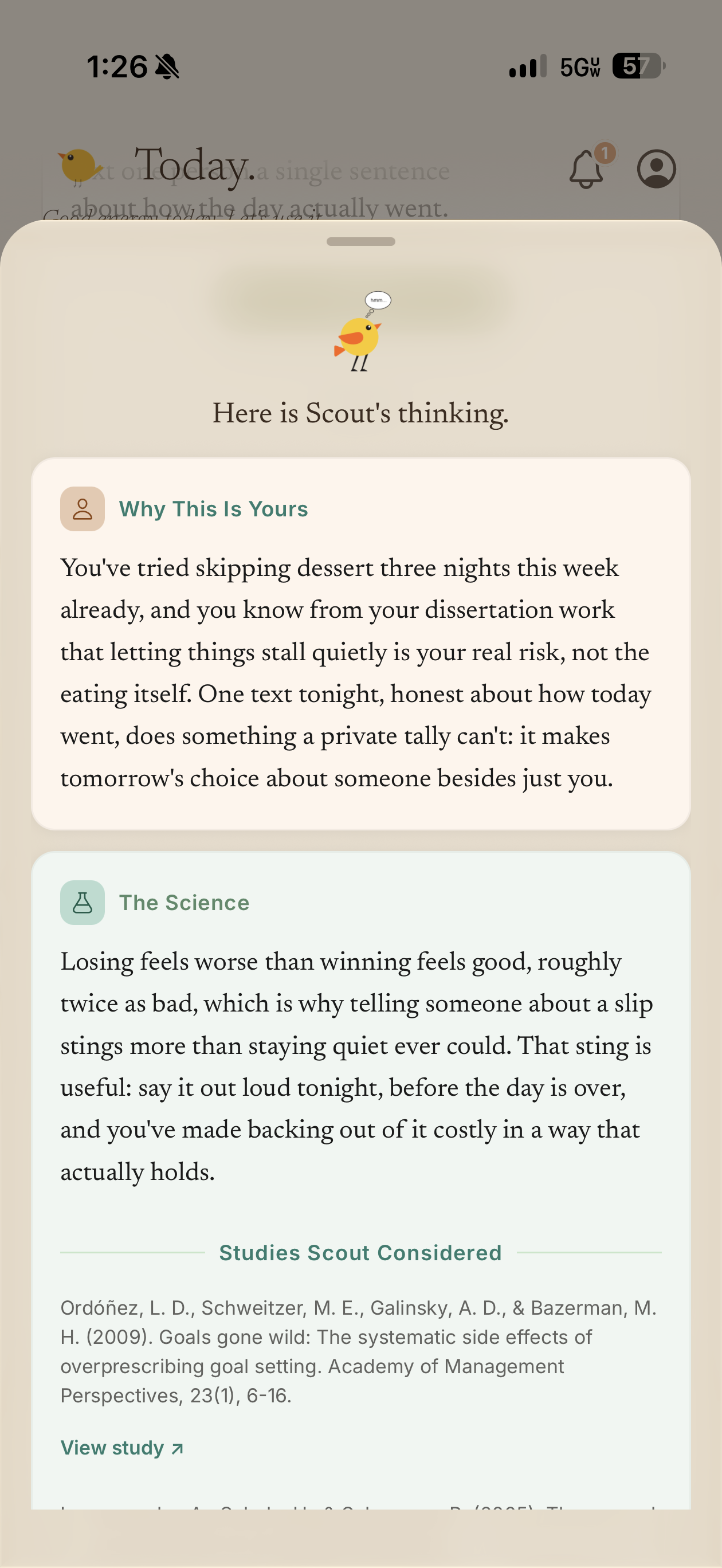 Scout explains the reasoning behind a task