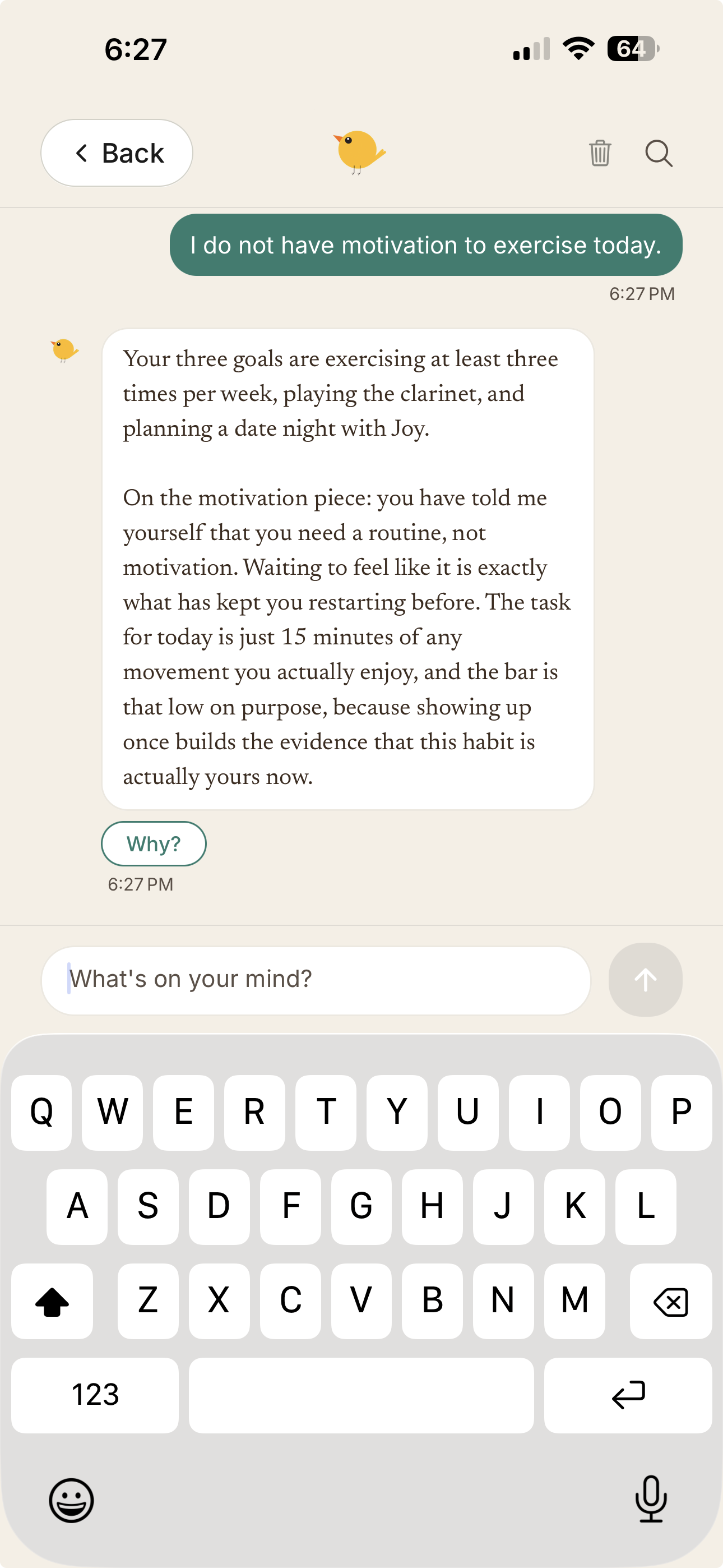 Scout Chat screen showing coaching conversation