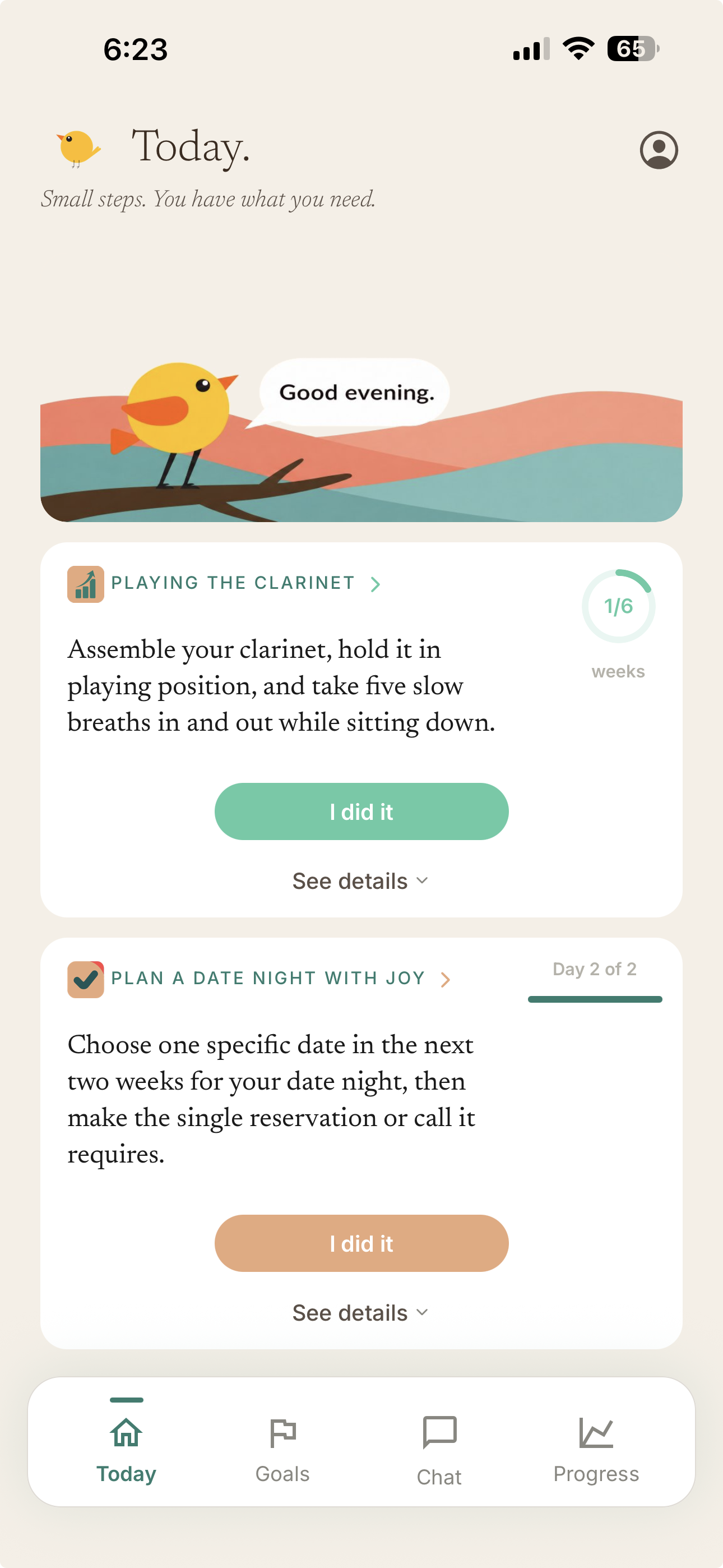 Scout Today screen showing daily tasks